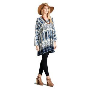 Velzera Paisley V-Neck Mini Dress, Blue